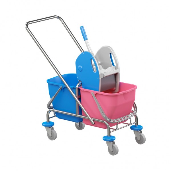 Sistem cu doua galeti de 25 litri cu cadru cromat si storcator profesional